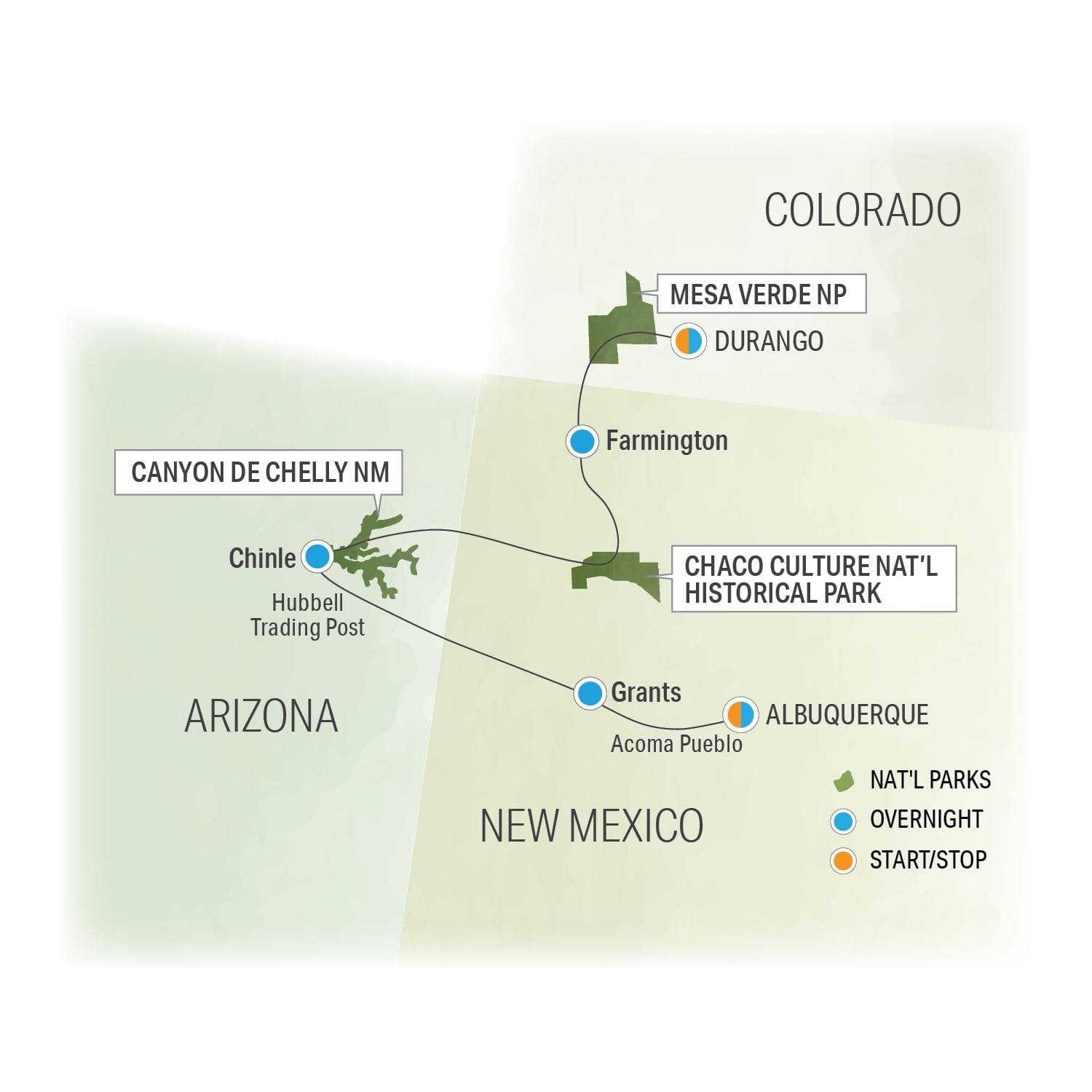 Puebloan Mystery - Trip Map