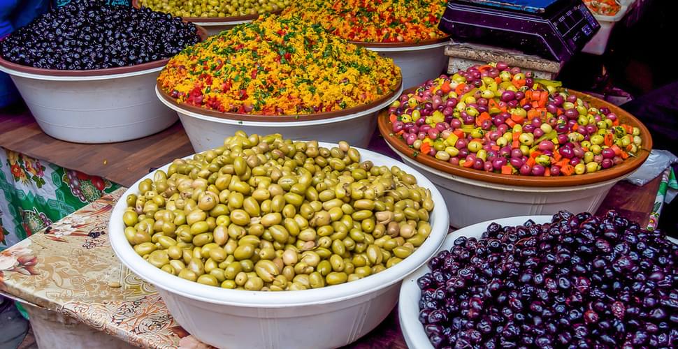 Fresh Olives in Moroccan Marketplace