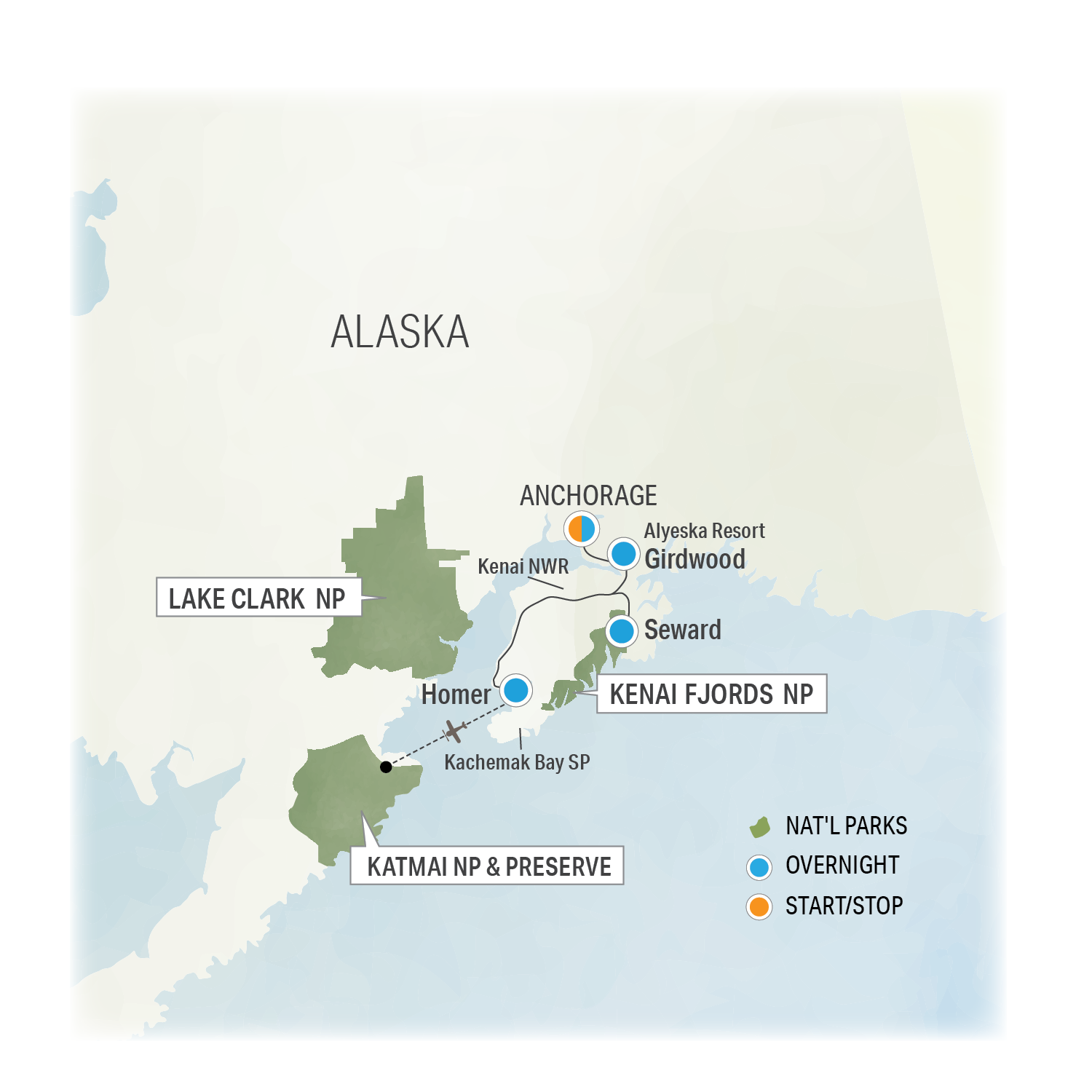 Alaska Family Kenai Adventure - Trip Map