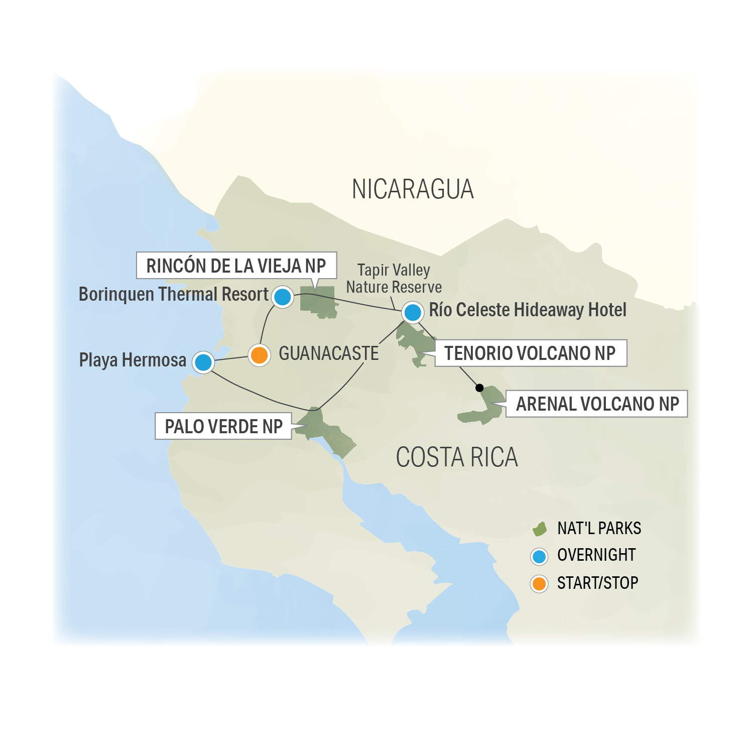 Costa Rica's True Nature - Trip Map